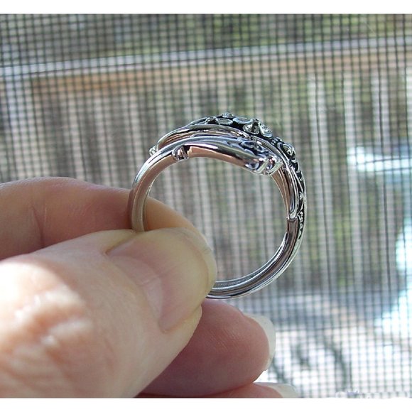 925 STERLING SILVER Flowers Spoon Ring - Picture 5 of 16